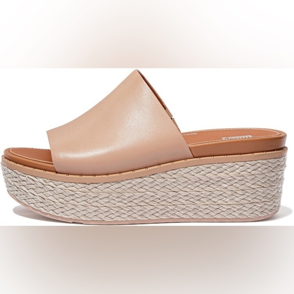 Fitflop Women Eloise Espadrille Leather Wedge Cross Slides |HS6-001| Black main image 0